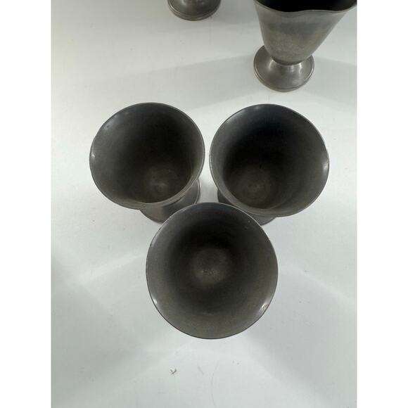 Vintage Gimbels Solid Pewter Small Wine Goblets (READ) Set of 6 - Picture 4 of 8